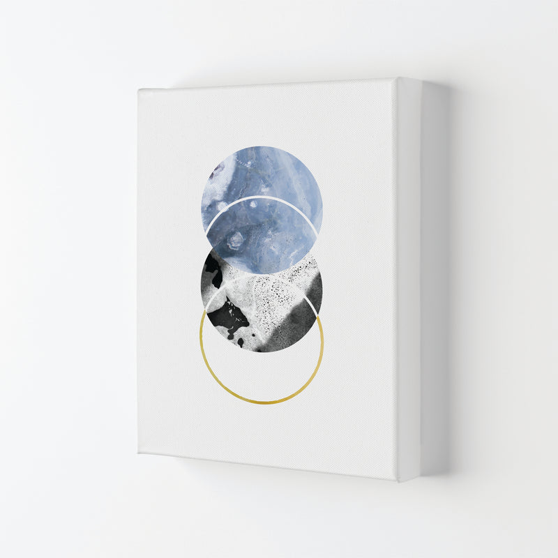 Blue And Gold Abstract Circles Modern Print Canvas