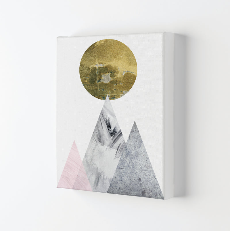 Pink And Grey Mountains Abstract Modern Print Canvas