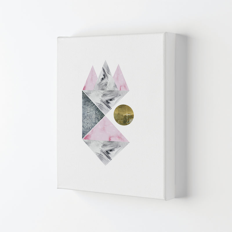 Pink And Grey Abstract Triangles Modern Print Canvas
