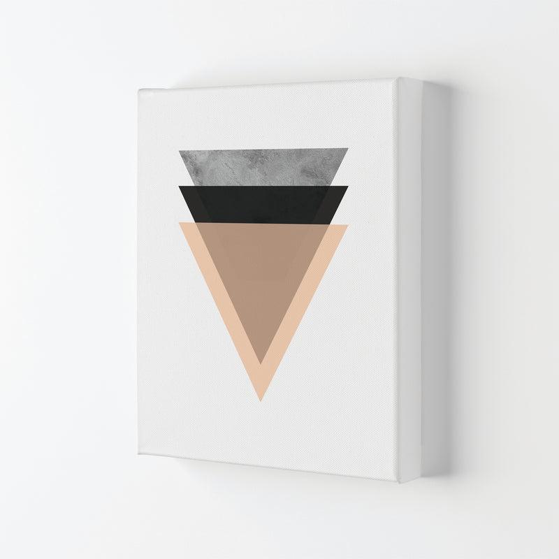 Peach And Black Abstract Triangles Modern Print Canvas