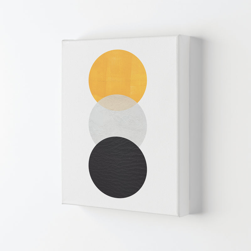 Yellow And Black Abstract Circles Modern Print Canvas