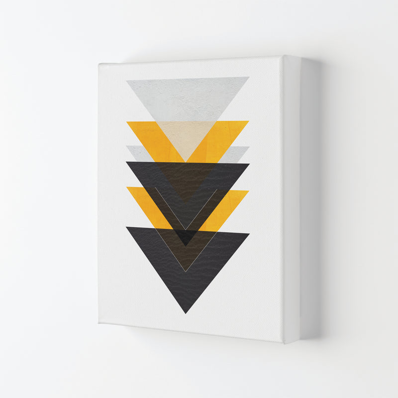 Yellow And Black Abstract Triangles Modern Print Canvas