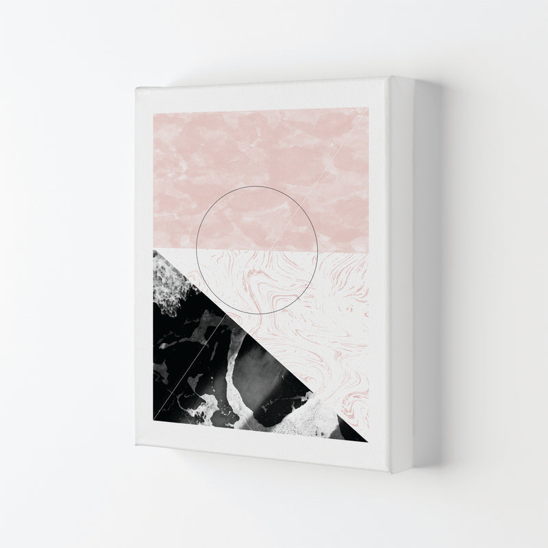 Black And Pink Marble Abstract Rectangle Shapes Modern Print Canvas
