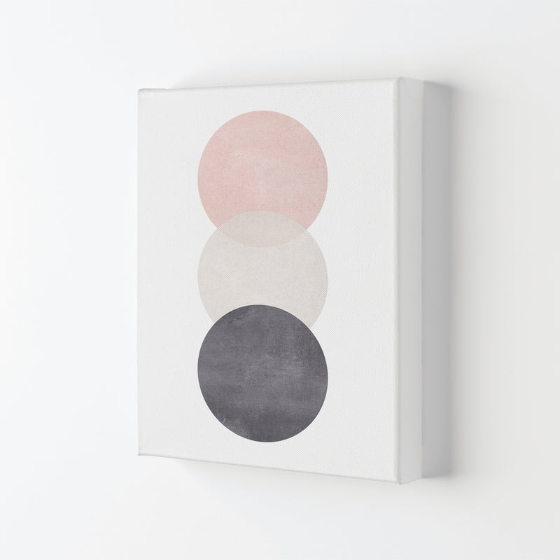 Cotton, Pink And Grey Abstract Circles Modern Print Canvas