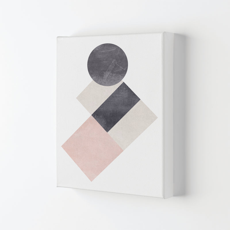 Cotton, Pink And Grey Abstract Squares And Circle Modern Print Canvas