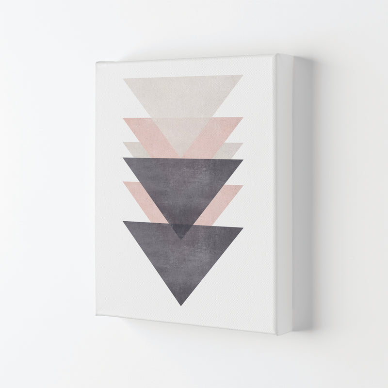 Cotton, Pink And Grey Abstract Triangles Modern Print Canvas