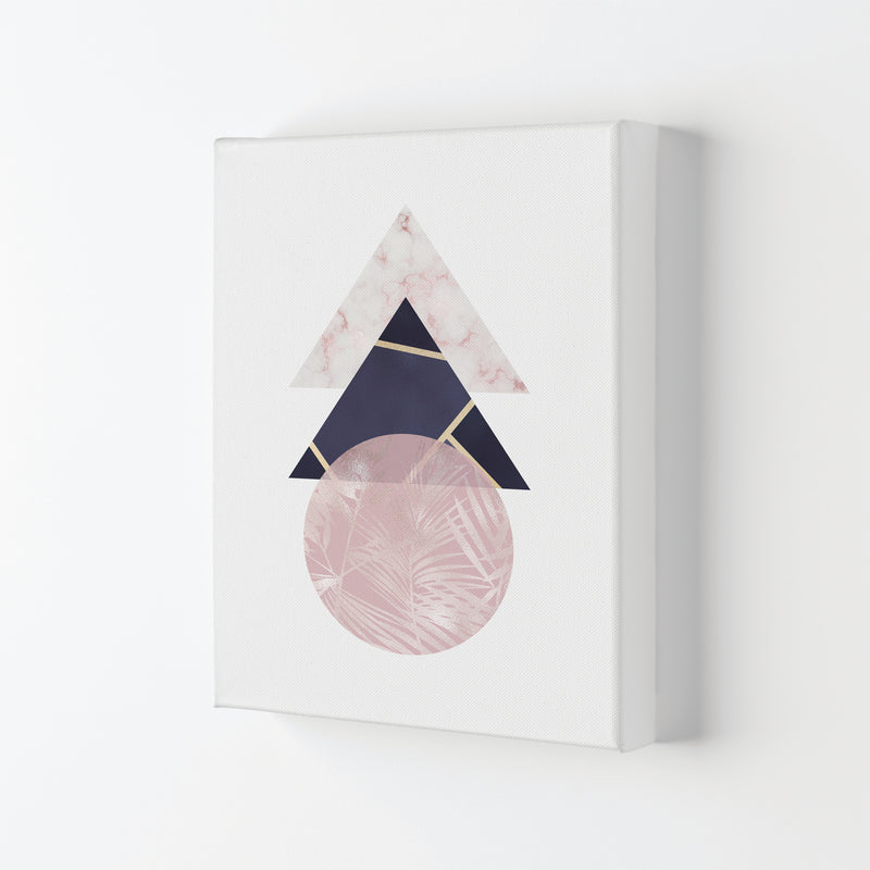 Pink And Navy Marble Abstract Triangles And Circle Modern Print Canvas