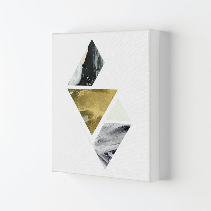 Textured Peach, Green And Grey Abstract Triangles Modern Print Canvas