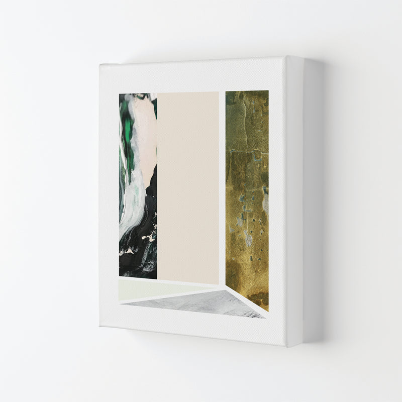 Textured Peach, Green And Grey Abstract Rectangle Shapes Modern Print Canvas