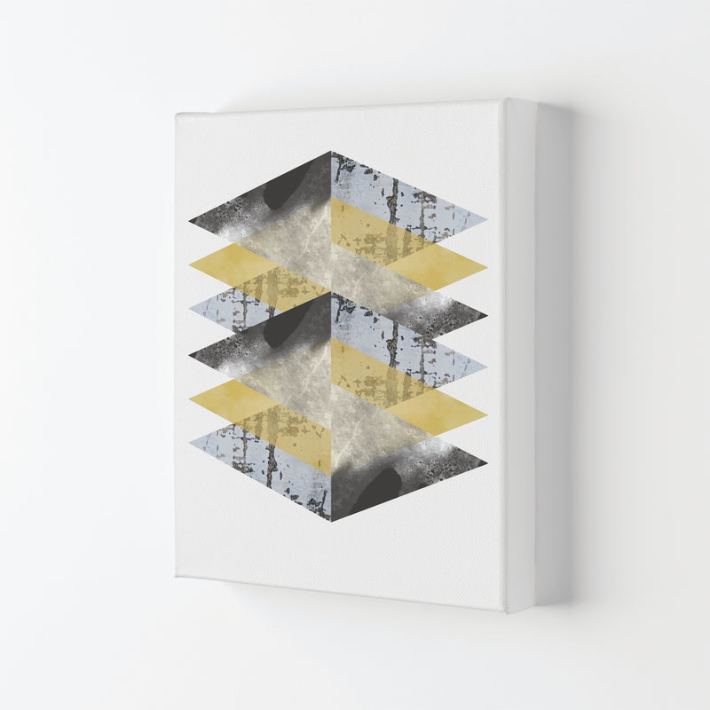 Scuff, Yellow And Grey Abstract Triangles Modern Print Canvas