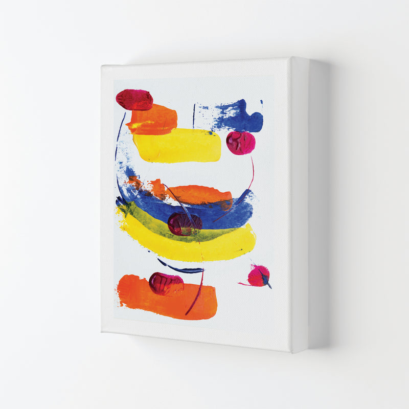 Bright Yellow, Blue and Red Abstract Paint Strokes Modern Print Canvas