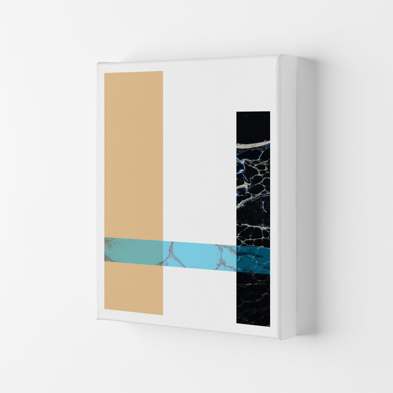 Blue Sand Abstract Rectangles Modern Print Canvas