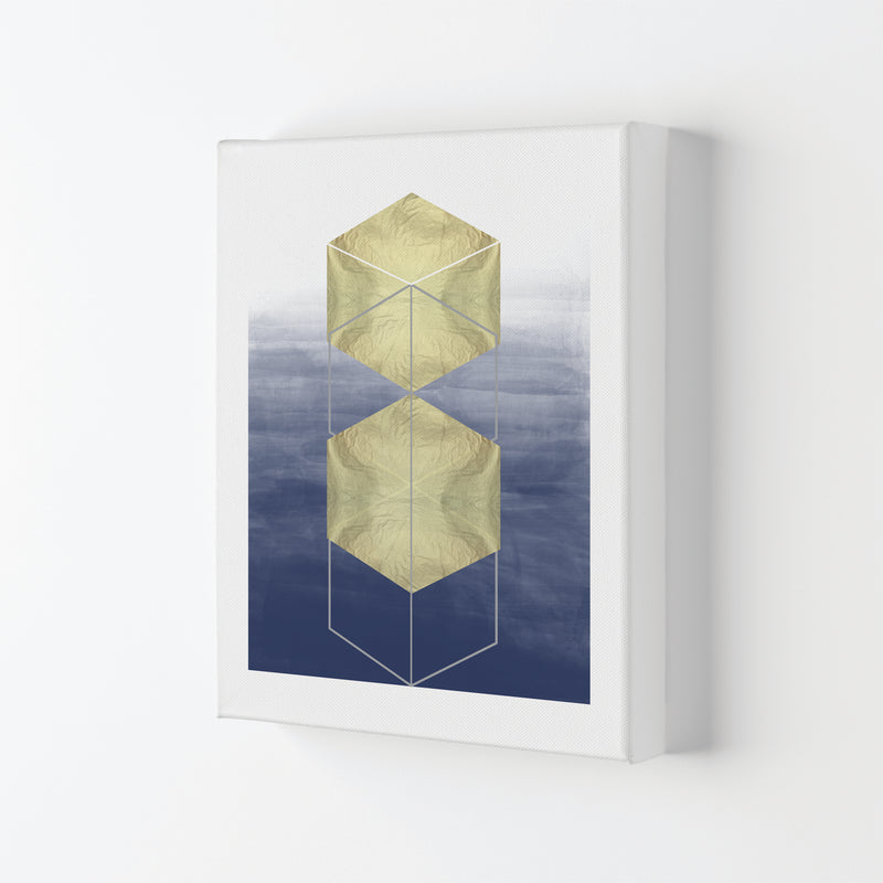 Navy And Gold Abstract Hexagons Modern Print Canvas