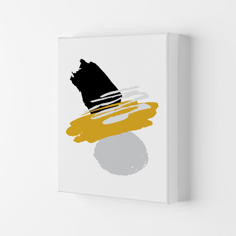Mustard And Black Abstract Paint Shapes Modern Print Canvas
