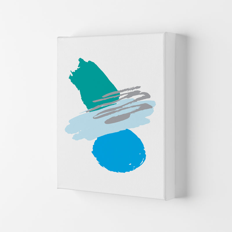 Blue And Teal Abstract Paint Shapes Modern Print Canvas