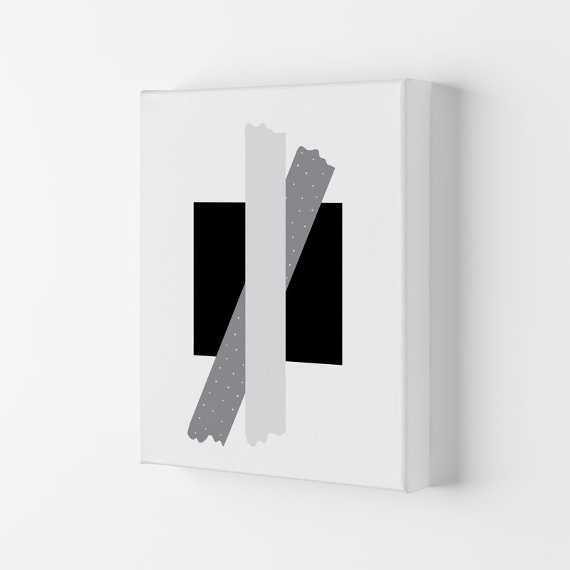 Black Square With Grey Bow Abstract Modern Print Canvas