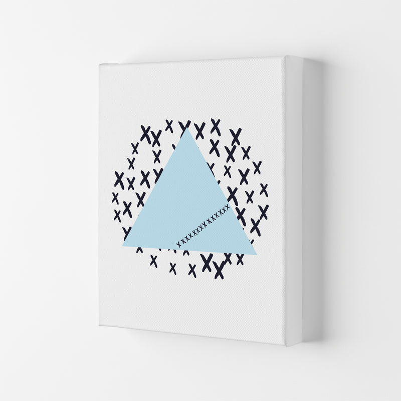 Blue Triangle With Crosses Abstract Modern Print Canvas