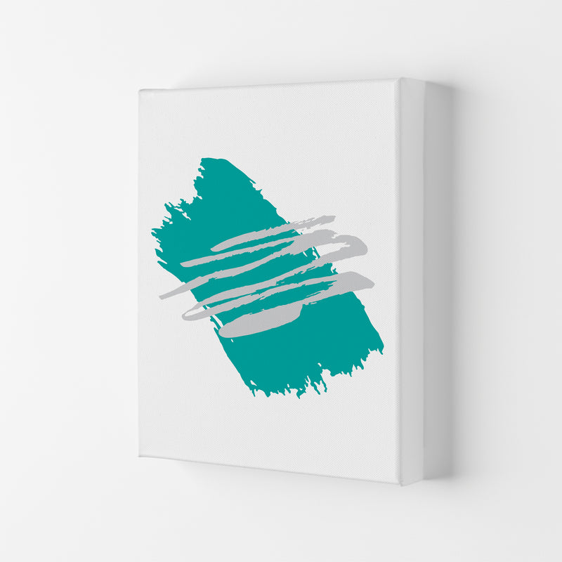 Teal Jaggered Paint Brush Abstract Modern Print Canvas