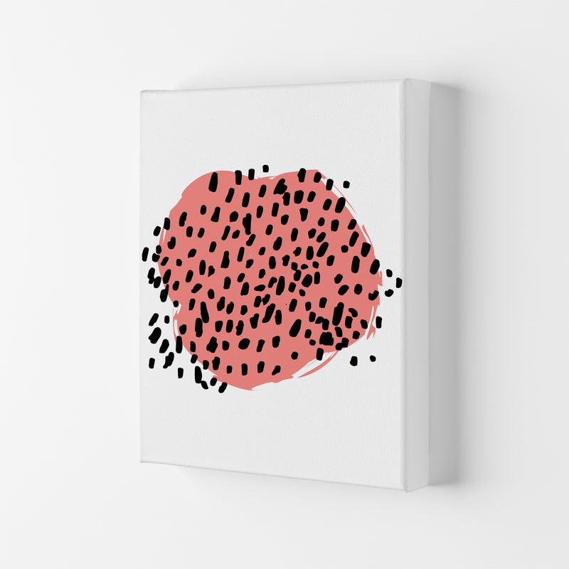 Coral Blob With Black Polka Dots Abstract Modern Print Canvas