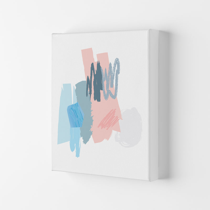 Blue And Pink Abstract Scribbles Modern Print Canvas