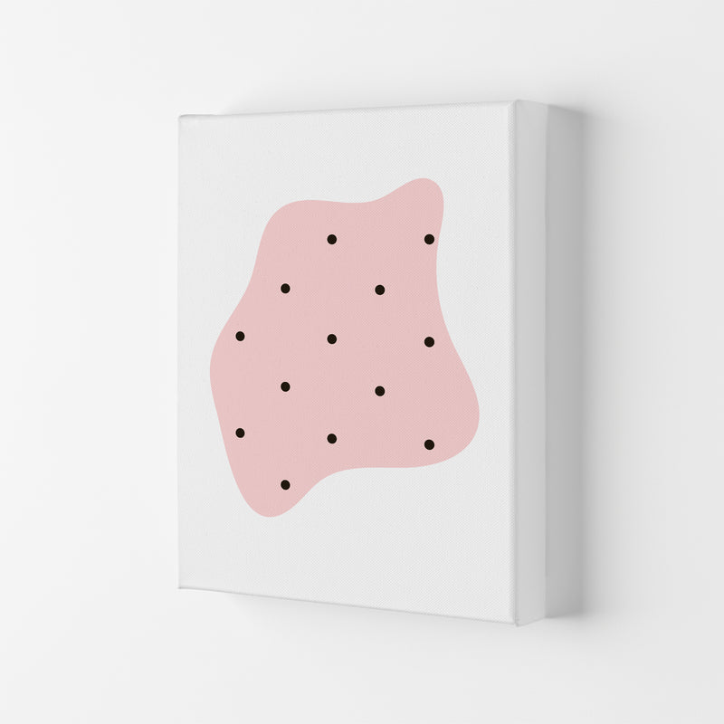 Abstract Pink Shape With Polka Dots Modern Print Canvas