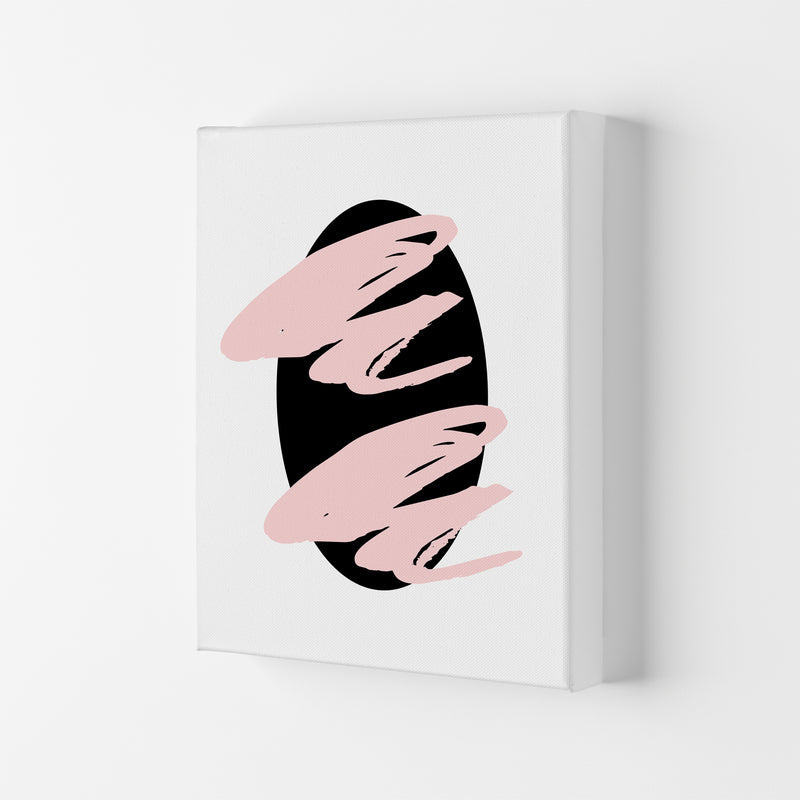 Abstract Black Oval With Pink Strokes Modern Art Print Canvas