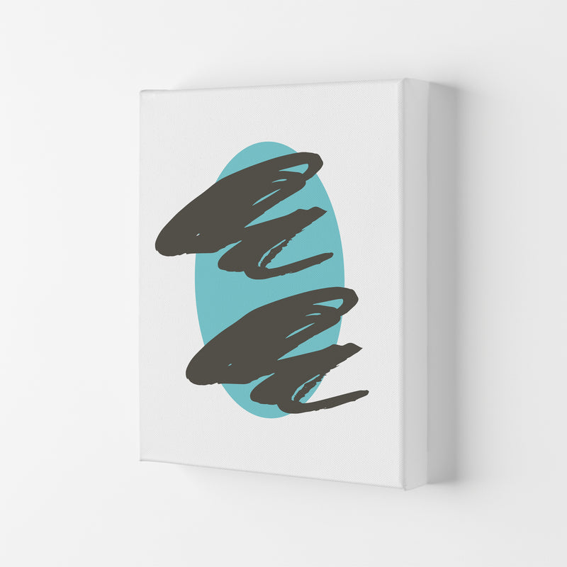 Abstract Teal Oval With Brown Strokes Modern Print Canvas