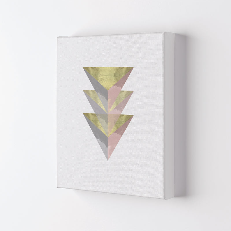 Gold, Pink And Grey Abstract Triangles Modern Print Canvas