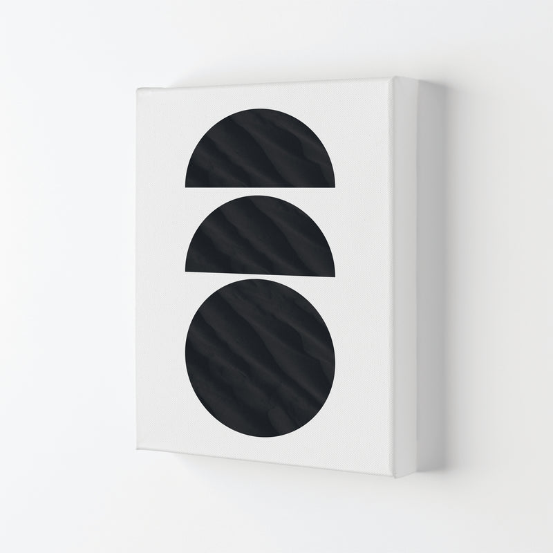 Abstract Black Textured Circles Modern Print Canvas