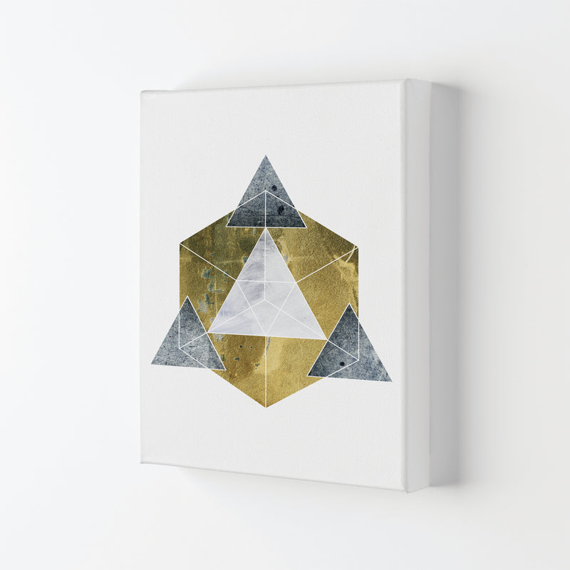 Gold Cube And Grey Geo Abstract Modern Print Canvas