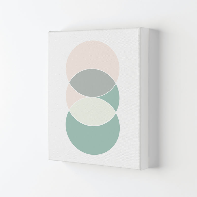 Peach, Green And Grey Abstract Circles Modern Print Canvas