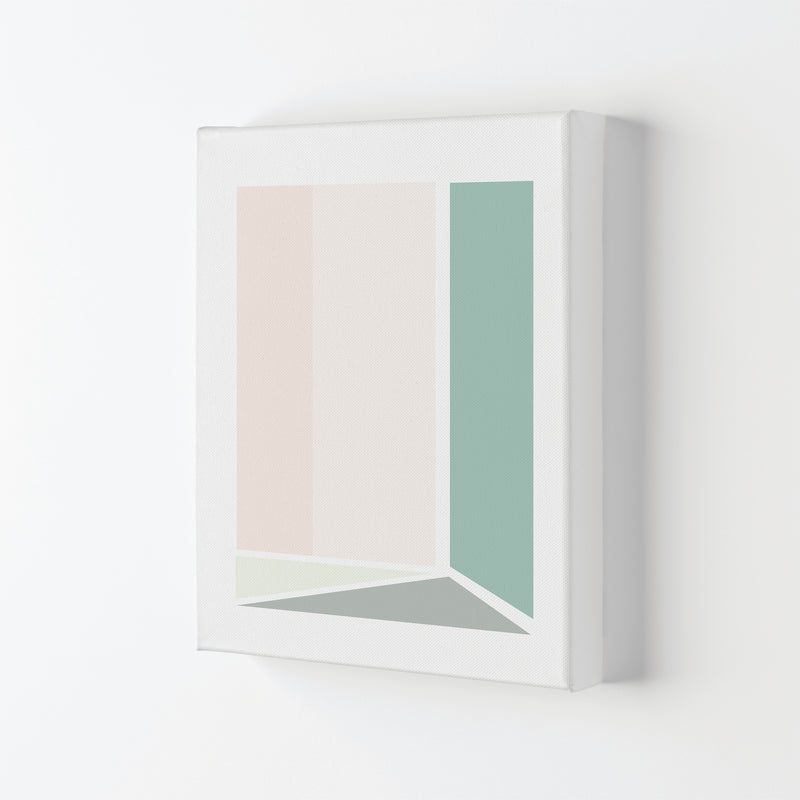 Peach, Green And Grey Abstract Rectangle Modern Print Canvas