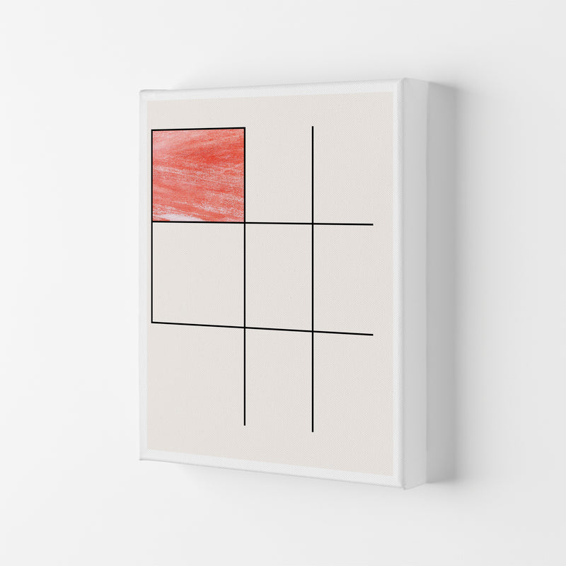 Abstract Red Crayon Geo 1 Modern Print Canvas