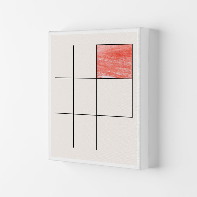 Abstract Red Crayon Geo 3 Modern Print Canvas