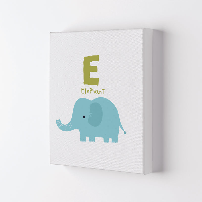 Alphabet Animals, E Is For Elephant Framed Nursey Wall Art Print Canvas
