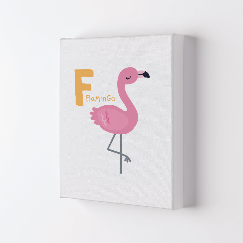 Alphabet Animals, F Is For Flamingo Framed Nursey Wall Art Print Canvas