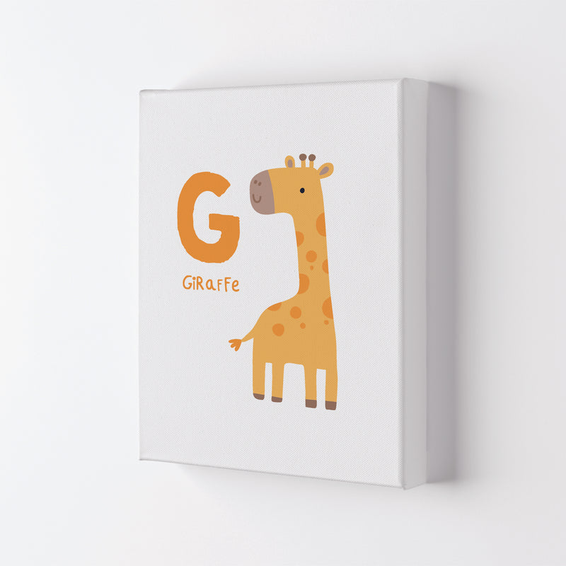 Alphabet Animals, G Is For Giraffe Framed Nursey Wall Art Print Canvas