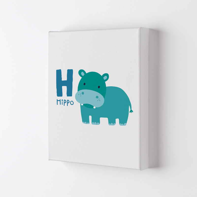Alphabet Animals, H Is For Hippo Framed Nursey Wall Art Print Canvas