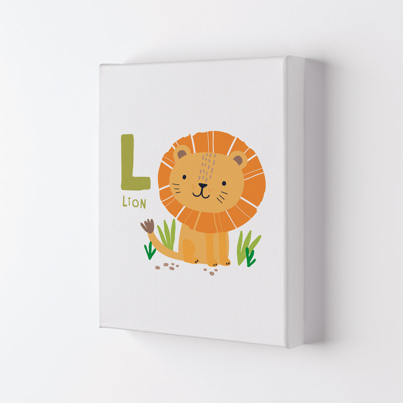 Alphabet Animals, L Is For Lion Framed Nursey Wall Art Print Canvas