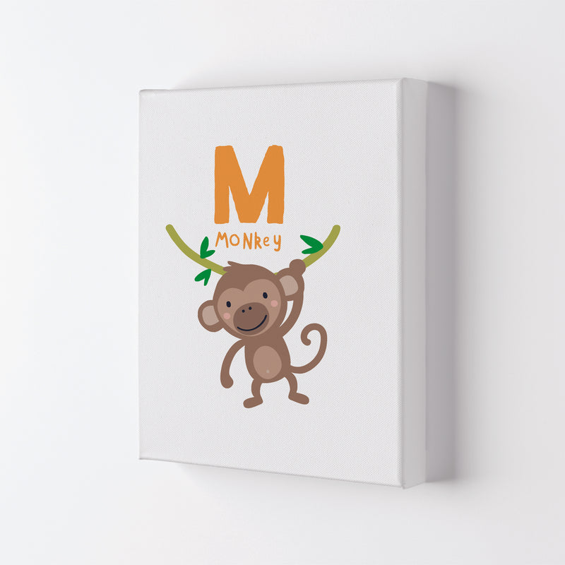 Alphabet Animals, M Is For Monkey Framed Nursey Wall Art Print Canvas