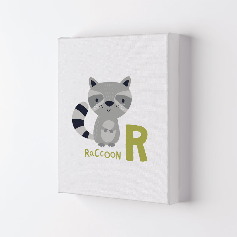 Alphabet Animals, R Is For Raccoon Framed Nursey Wall Art Print Canvas
