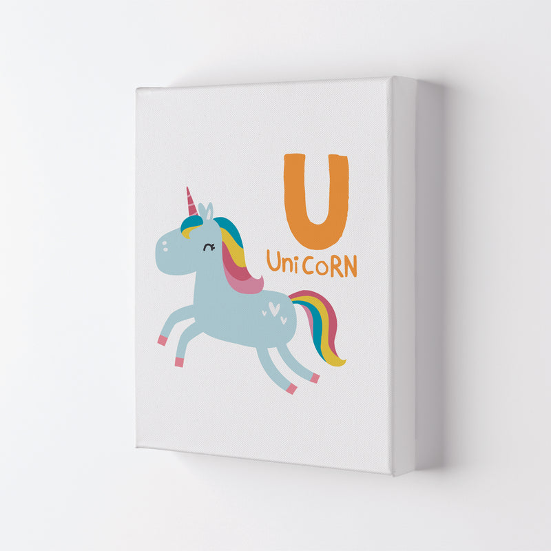 Alphabet Animals, U Is For Unicorn Framed Nursey Wall Art Print Canvas