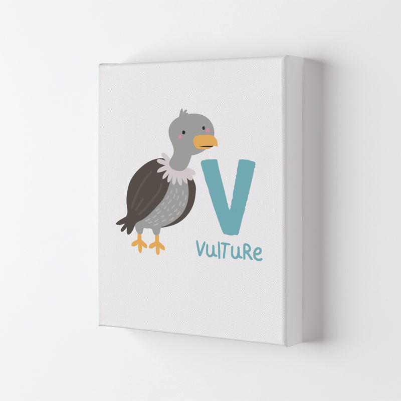 Alphabet Animals, V Is For Vulture Framed Nursey Wall Art Print Canvas
