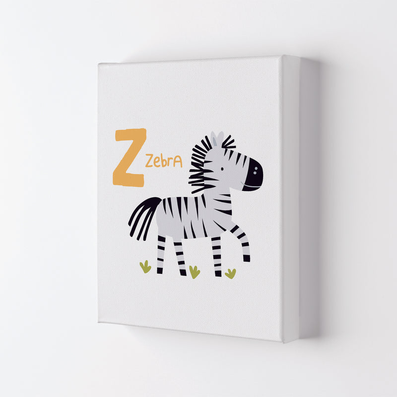 Alphabet Animals, Z Is For Zebra Framed Nursey Wall Art Print Canvas