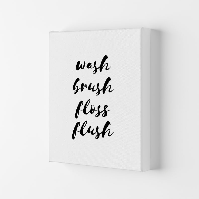 Wash Brush Floss Flush, Bathroom Modern Print, Framed Bathroom Wall Art Canvas