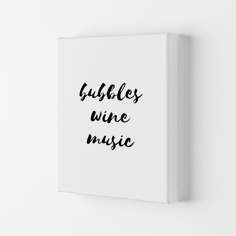 Bubbles Wine Music, Bathroom Framed Typography Wall Art Print Canvas