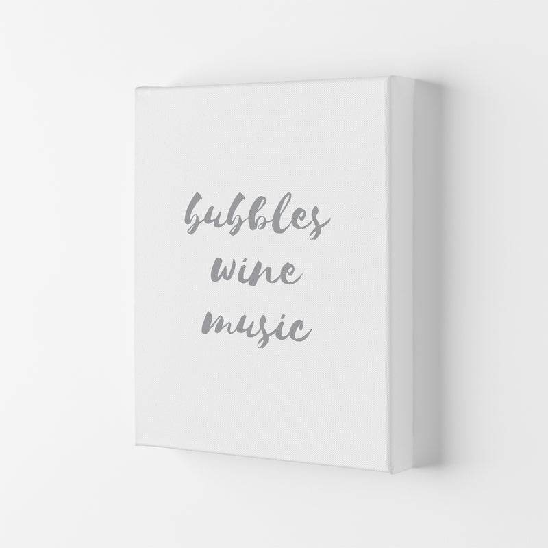 Bubbles Wine Music Grey, Bathroom Framed Typography Wall Art Print Canvas