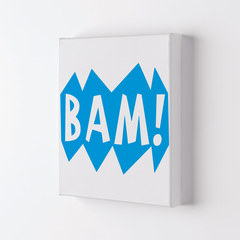 BAM! Blue Framed Nursey Wall Art Print Canvas