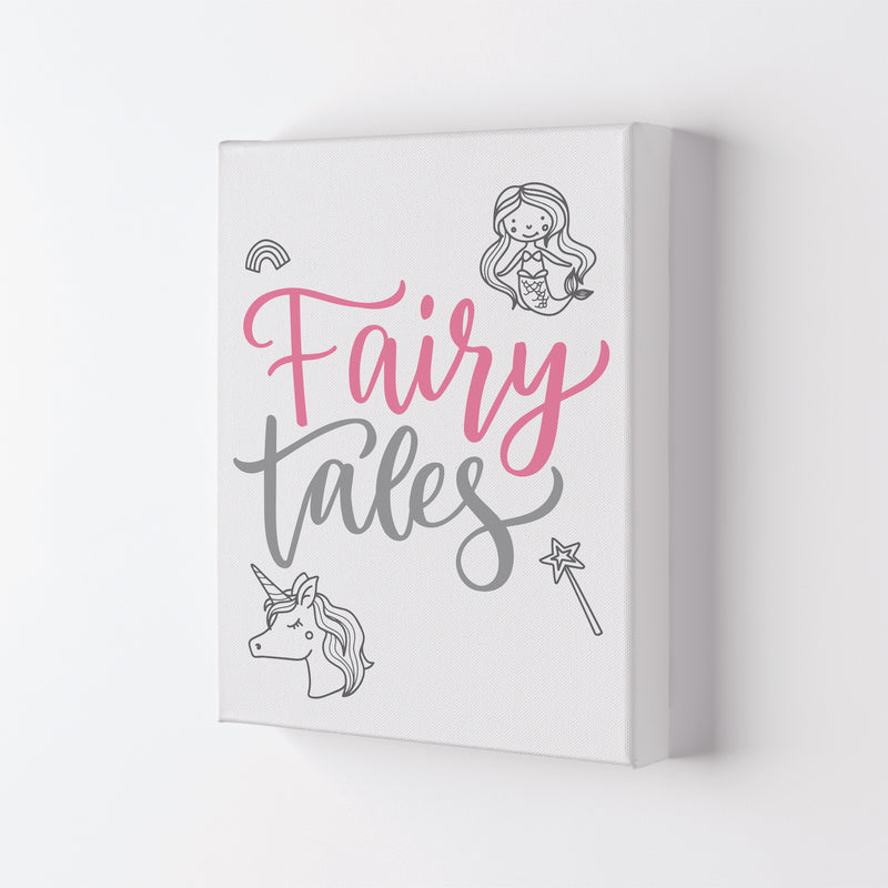 Fairy Tales Pink And Grey Framed Nursey Wall Art Print Canvas