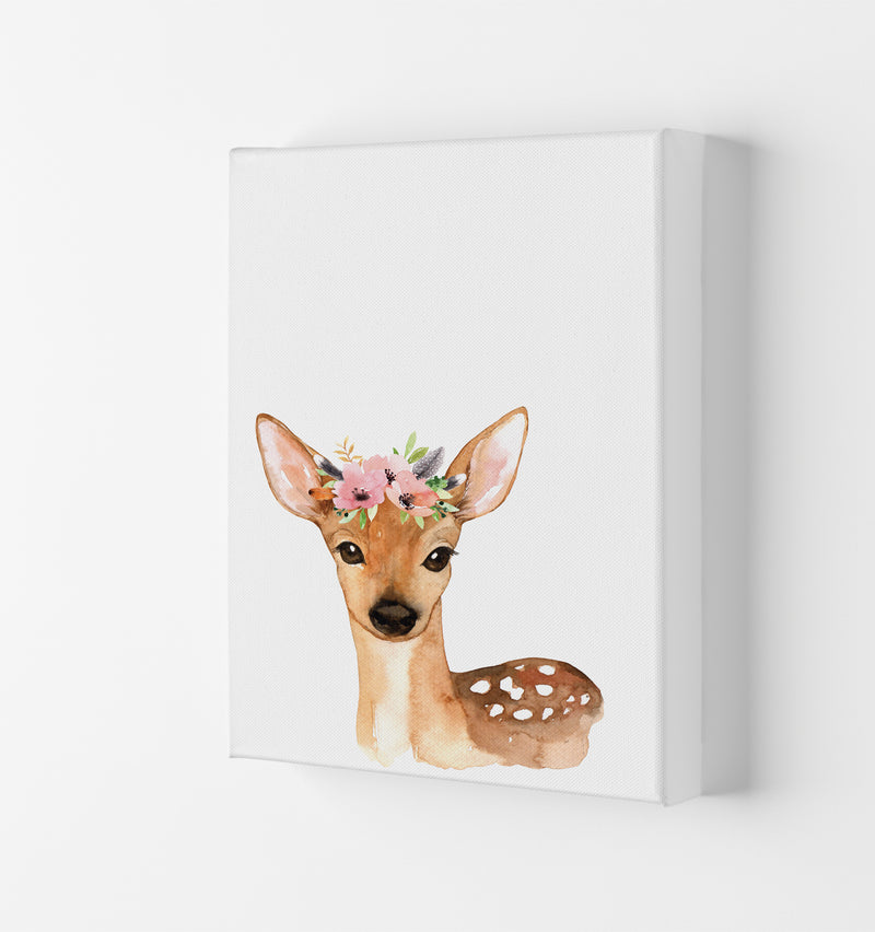 Forest Friends, Floral Cute Deer Modern Print Animal Art Print Canvas
